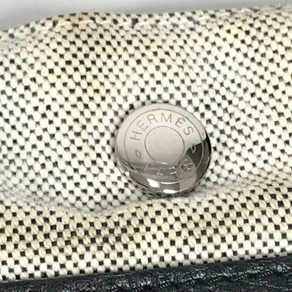 HERMES Sac Arne MM Bag Shoulder Bag Tote Bag Hand Bag cotton Black - Picture 14 of 16